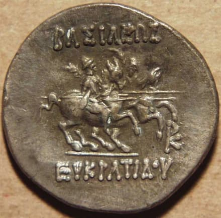 Bactria: Eucratides I, Silver drachm reverse