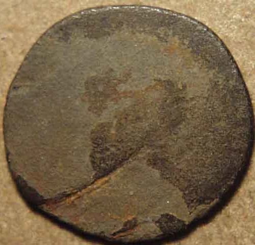 Anepigraphic flower-type uniface potin unit - Copper reverse
