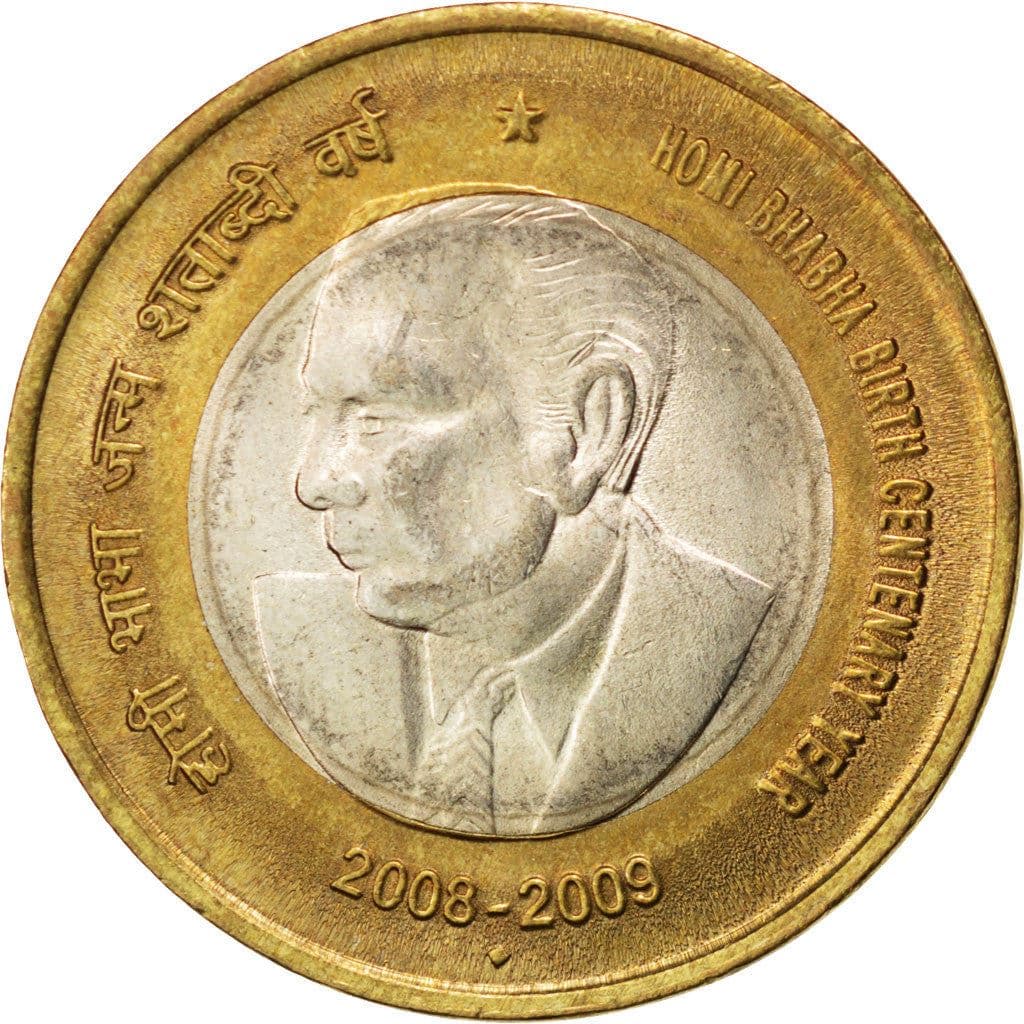 10 Rupees (Homi Bhabha) reverse