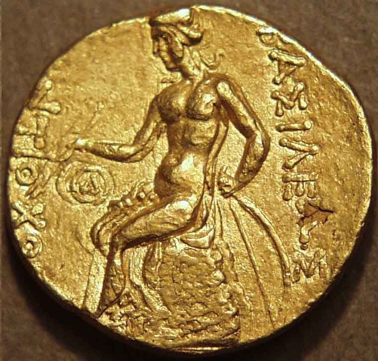 Antiochos I Gold stater, c. 270 BCE reverse