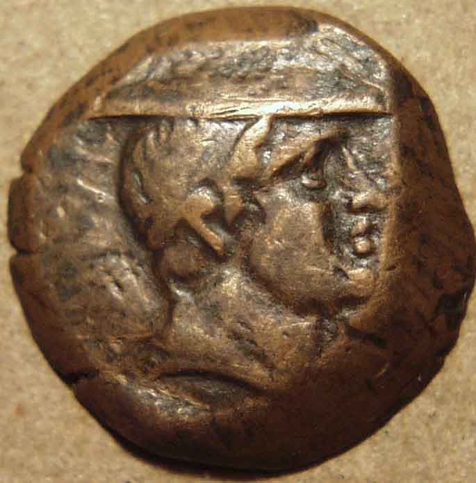 Diodotos I or II Bronze dichalkon, c. 240 BCE - Copper obverse