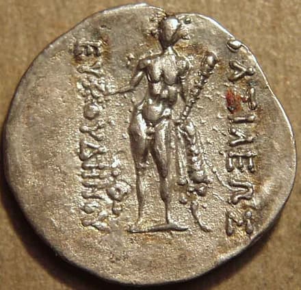 Euthydemos II Silver drachm, c. 185-180 BCE reverse