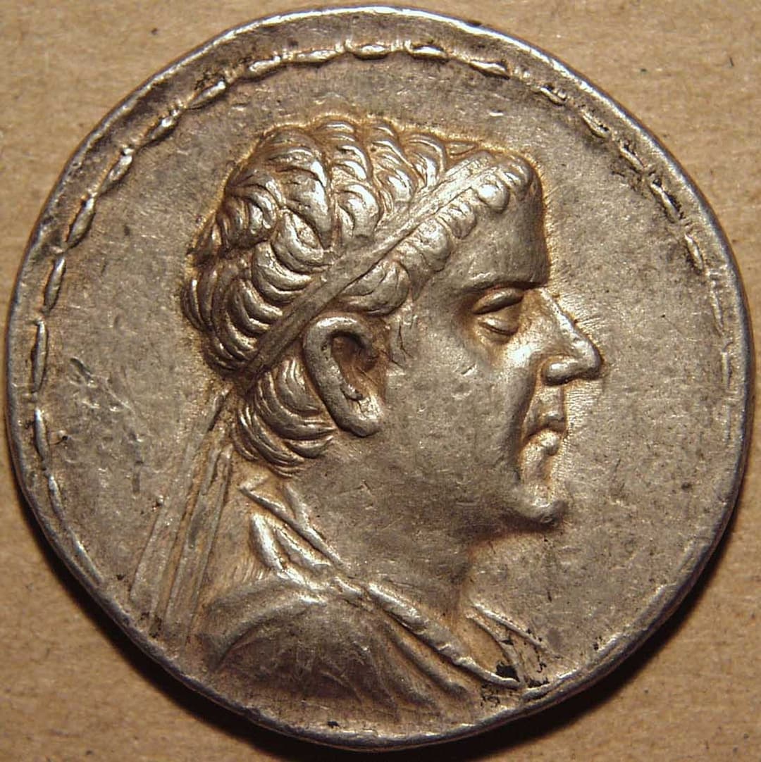 Bactria: Eucratides I, Silver tetradrachm obverse