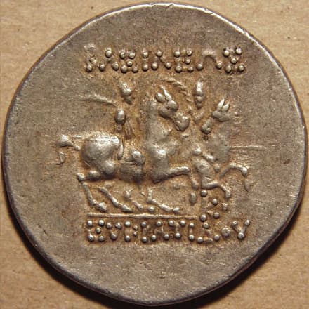 Bactria: Eucratides I, Silver tetradrachm reverse