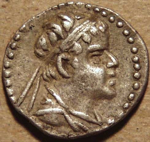 Bactria: Eucratides I, Silver obol obverse