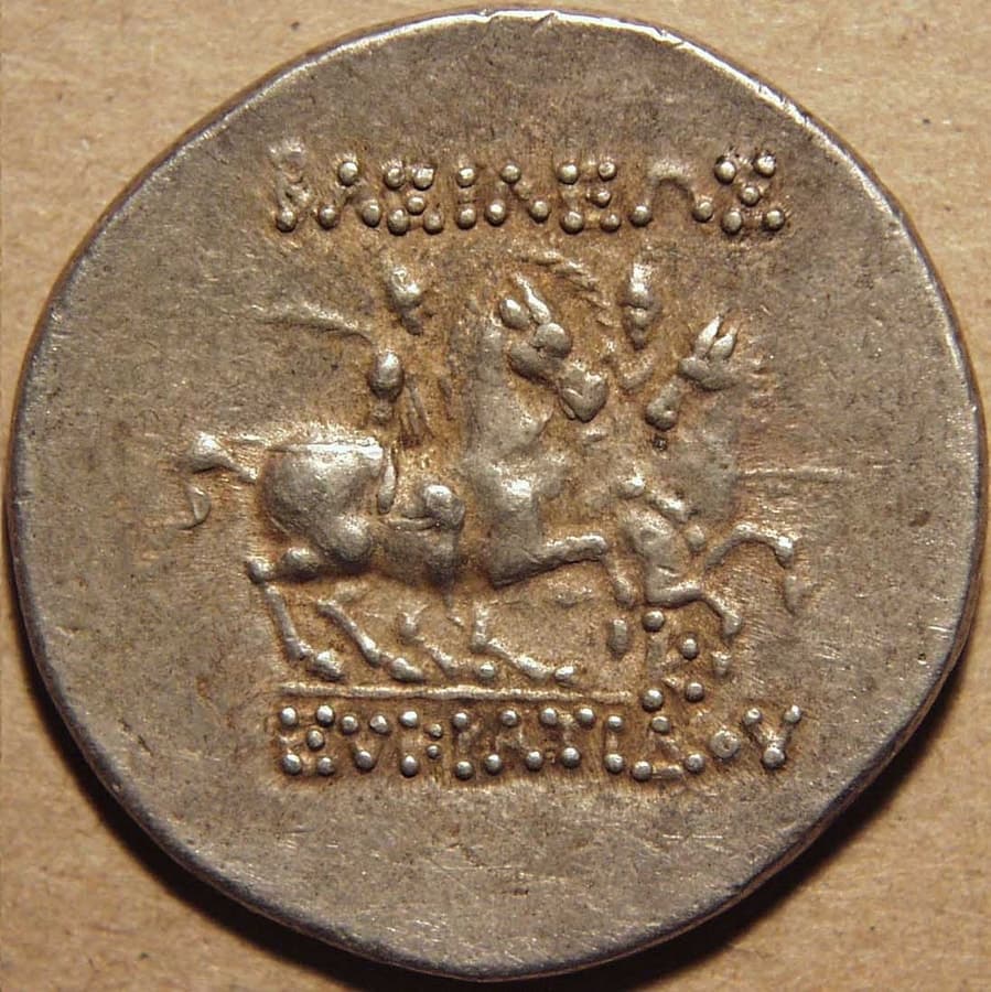 Bactria: Eucratides I, Gold stater reverse