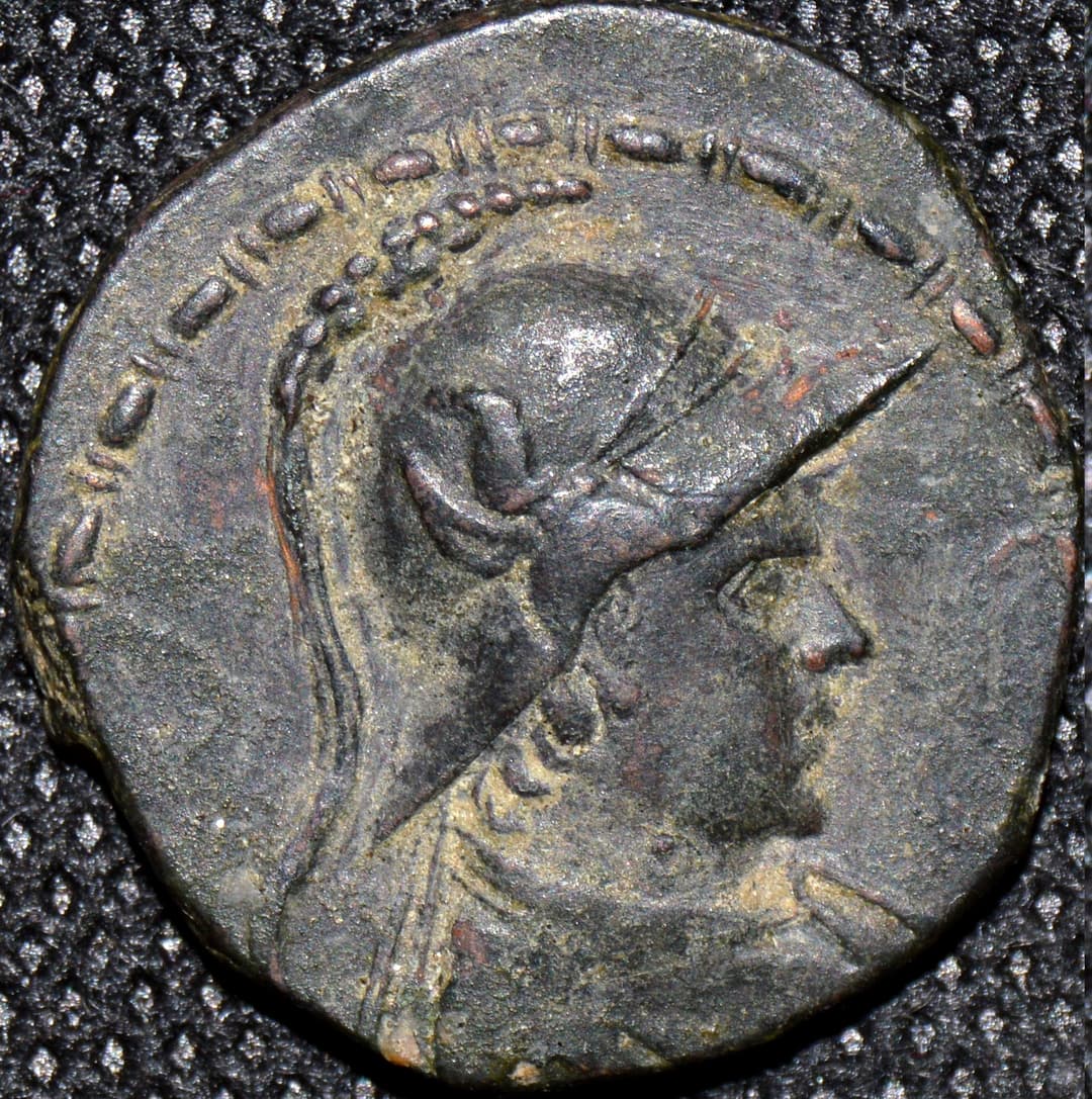 Bactria: Eucratides I, Bronze single unit - Copper obverse