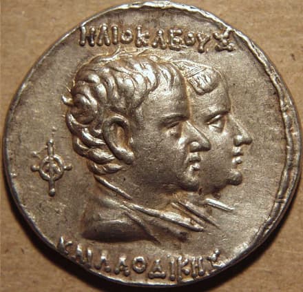 Bactria: Eucratides I, Silver tetradrachm, Pedigree spearthruster issue reverse