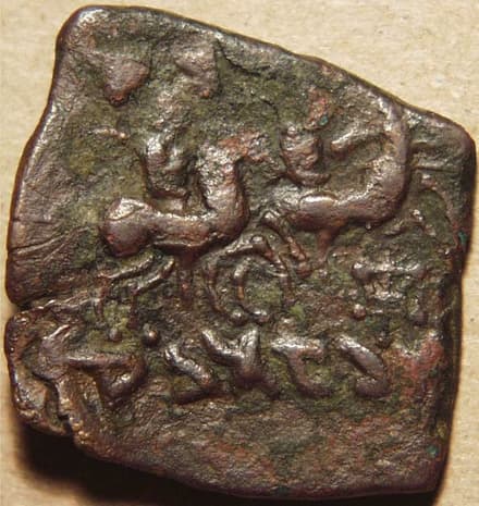 Indo-Greek: Eucratides I, AE single unit - Copper reverse