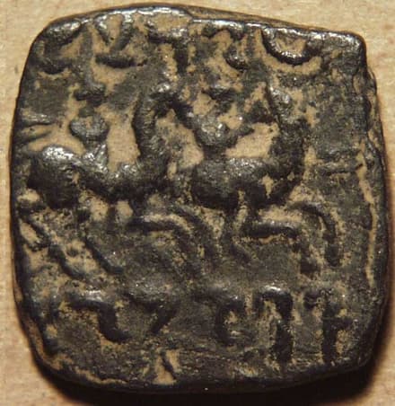 Indo-Greek: Eucratides I, AE double (Nike reverse) - Copper reverse