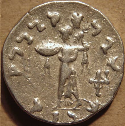 Menander I, Silver tetradrachm (Indian standard) reverse