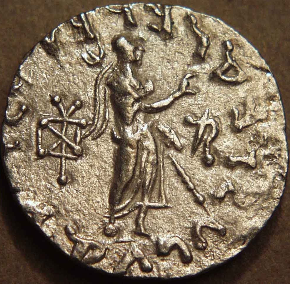Azes, Silver tetradrachm, Zeus right reverse reverse