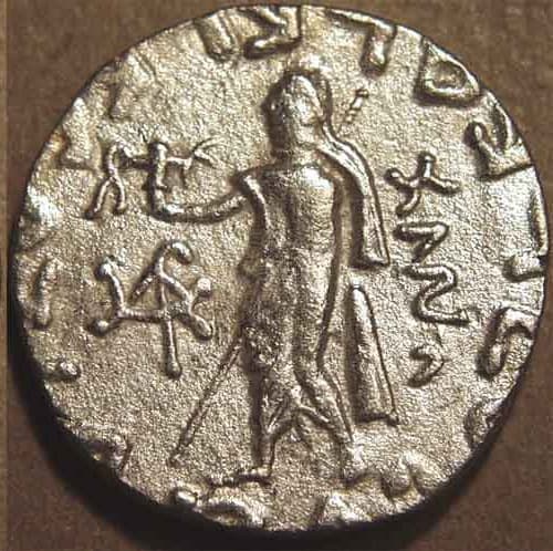 Azes, Silver tetradrachm, Zeus left reverse reverse