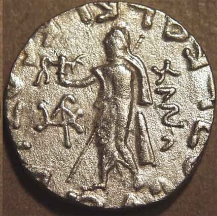 Azes, Silver tetradrachm, Zeus left reverse reverse