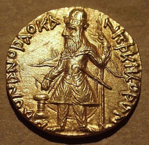 Kanishka I AE tetradrachm/unit, Oesho - Copper obverse