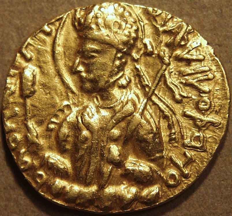 Huvishka Gold quarter dinar obverse