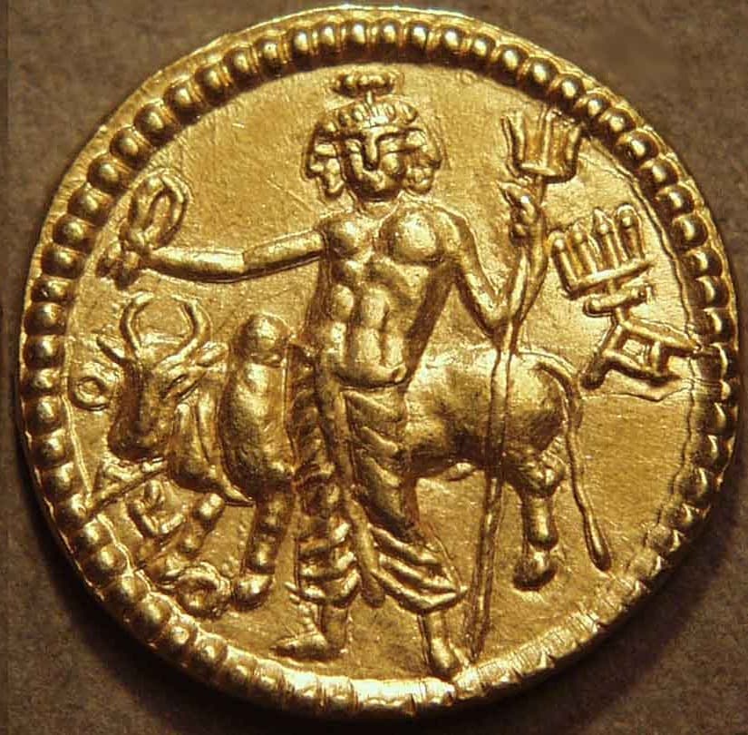 Vasudeva I Gold quarter dinar, Oesho variant reverse