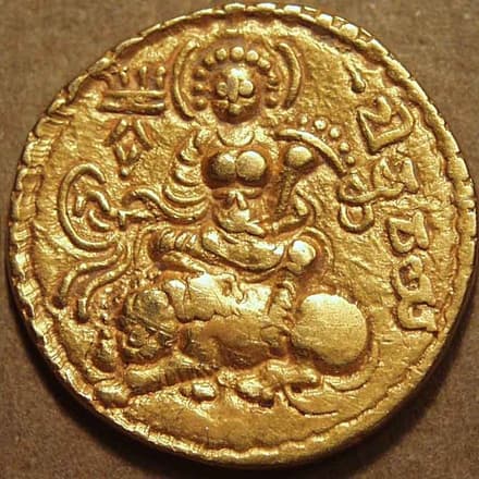 Samudragupta Gold dinar, Lyrist type reverse