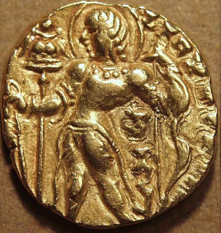 Chandragupta II Gold dinar, Horseman type obverse