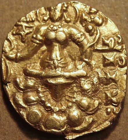 Chandragupta II Gold dinar, Chhatra/Royal Parasol type reverse