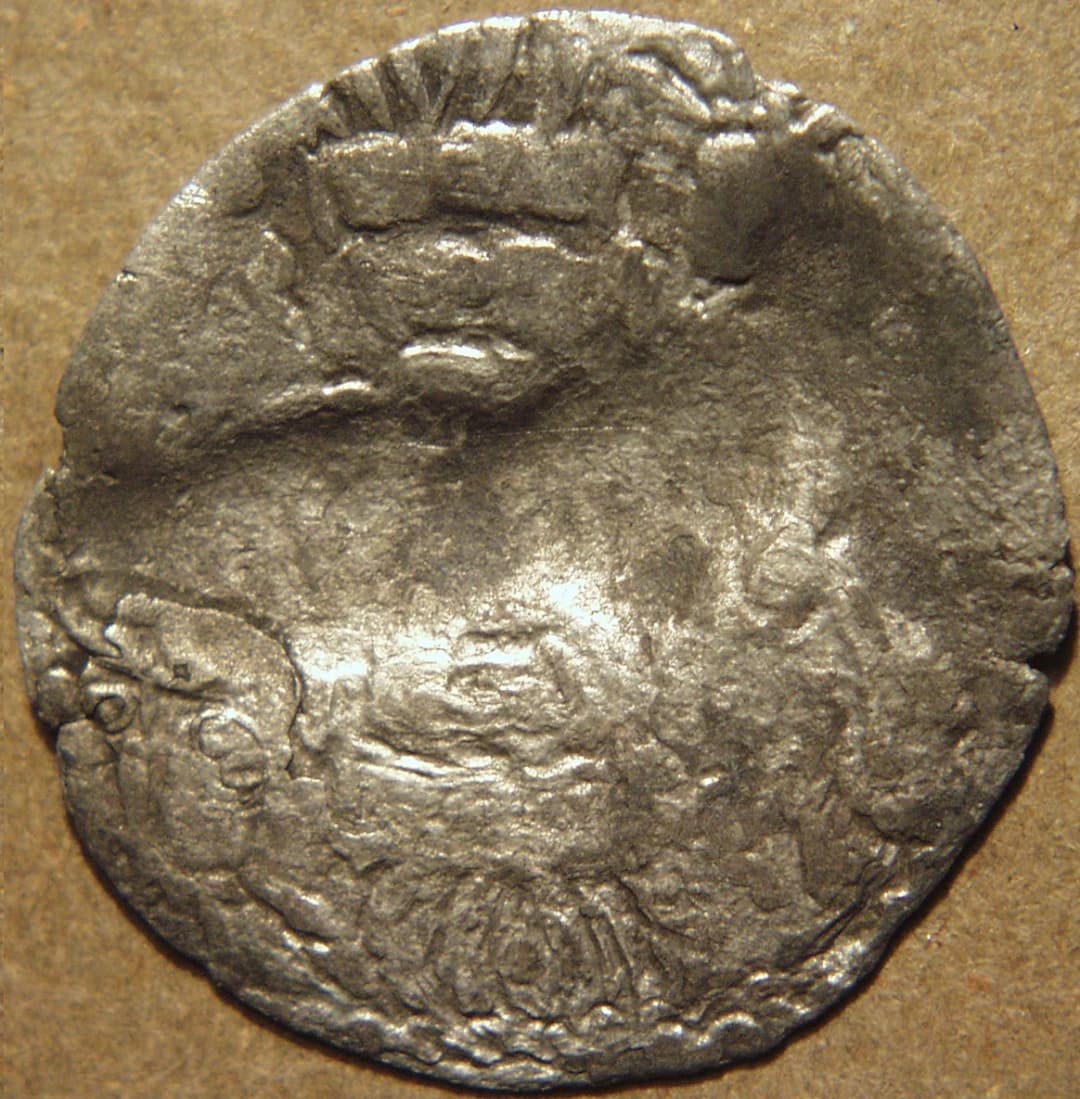 Mehama silver drachm, crude crowned style reverse