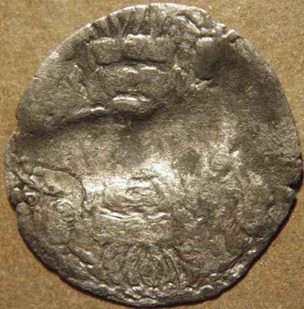 Mehama silver drachm, crude crowned style reverse