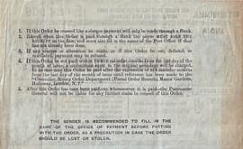 2 Shillings (Postal Order) (India Overprint) 1935 reverse