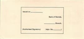 100 Rupees - Specimen Traveller's Cheque - Bank of Baroda 1983 reverse
