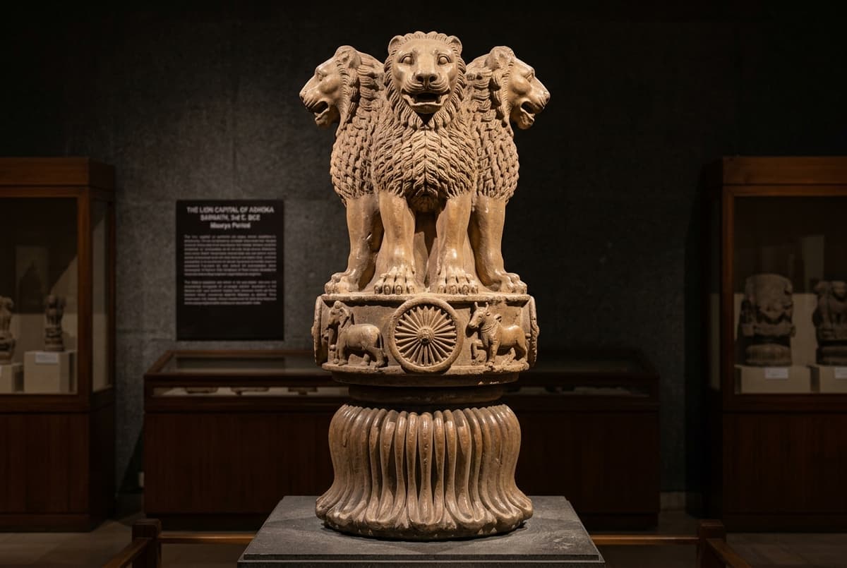 Ancient Indian Lion Capital of Ashoka at Sarnath
