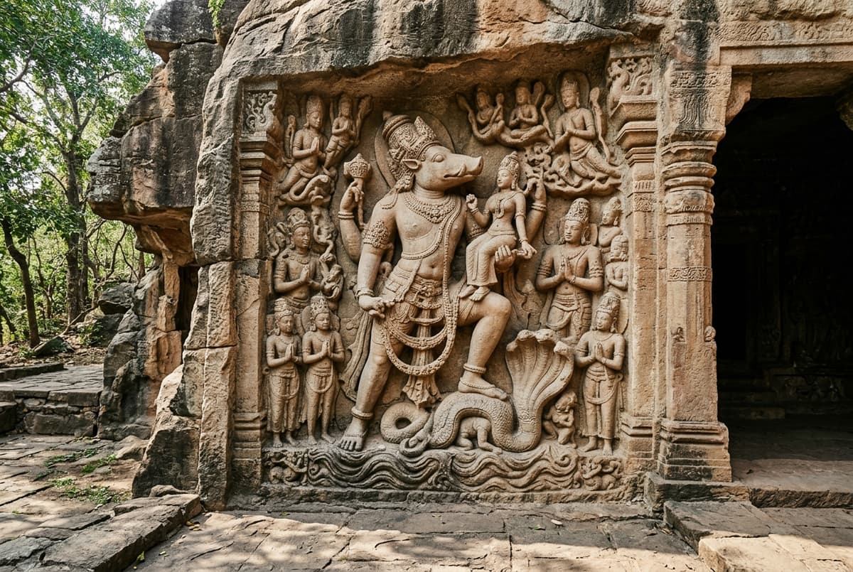 Gupta-period Varaha relief at Udayagiri Caves