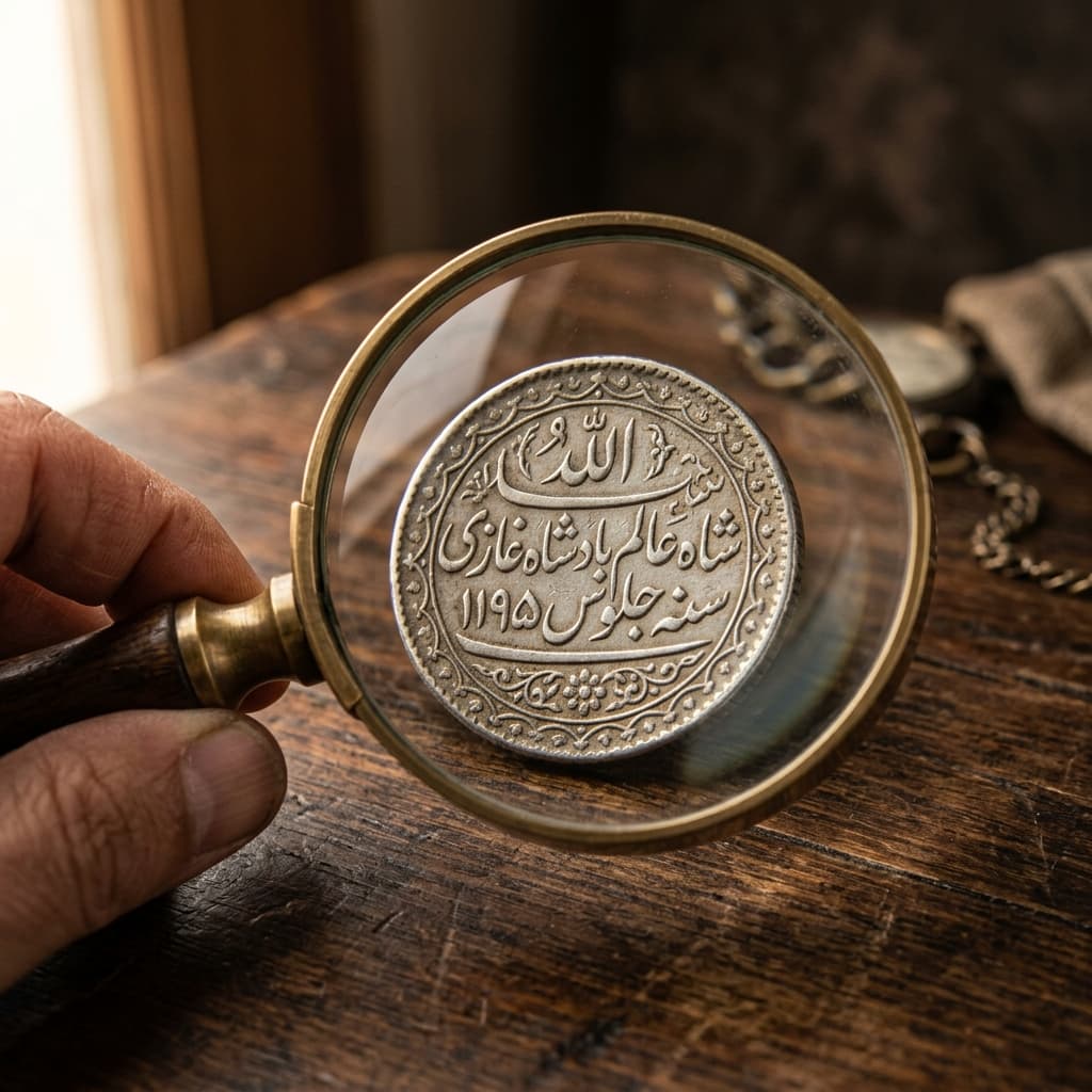 Anatomy of a coin: examining legend, field, and symbols under magnifier