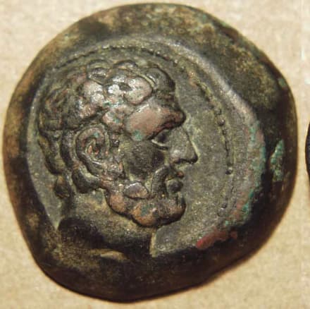 Euthydemos I Bronze dichalkon / double unit, c. 230-220 BCE - Copper obverse