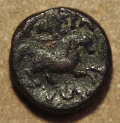 Euthydemos I Bronze hemi-lepton / quarter unit, c. 230-220 BCE - Copper reverse