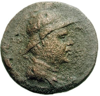 Bactria: Eucratides I, Bronze quadruple - Copper obverse