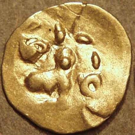 Series 1: Bhanudeva II? gold fanam obverse