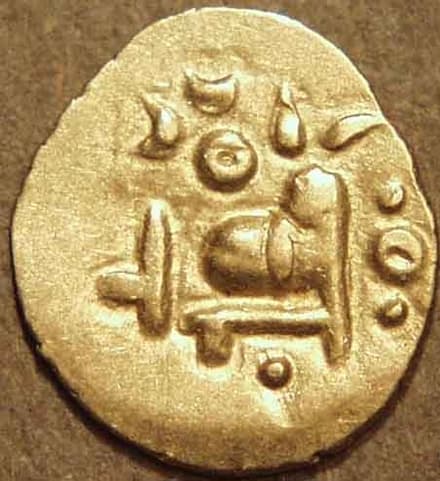 Series 3: Bhanudeva III? gold fanam obverse