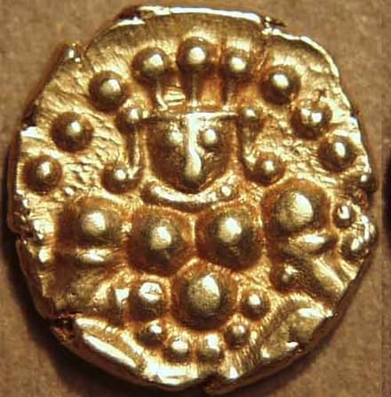 Chitradurga Nayakas gold pagoda in name of Krishna Devaraya obverse