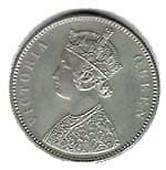 One Rupee (Queen Victoria, Mature Bust) obverse