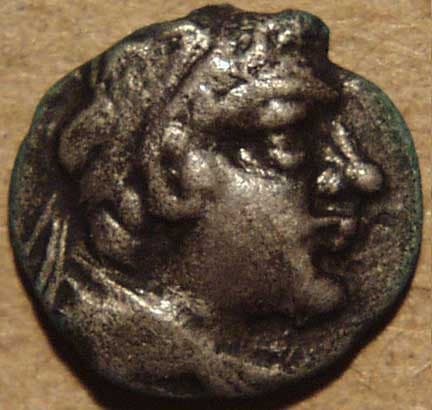 Bactria: Eucratides I, Silver obol obverse