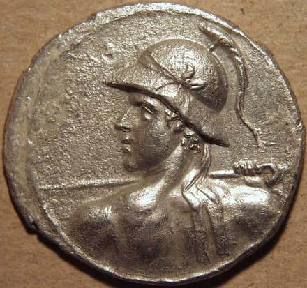 Bactria: Eucratides I, Silver tetradrachm, Pedigree issue obverse