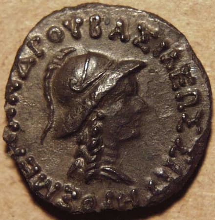 Menander I, Silver drachm (Indian standard) obverse