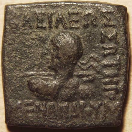 Menander I, Bronze Double - Copper obverse