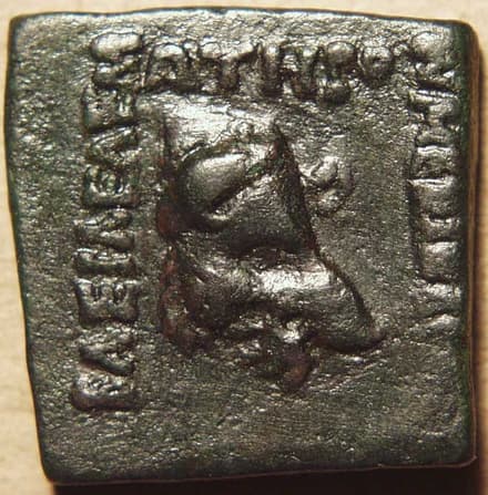 Menander I, Bronze Half unit - Copper obverse