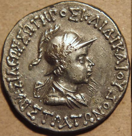 Strato I, Silver tetradrachm obverse