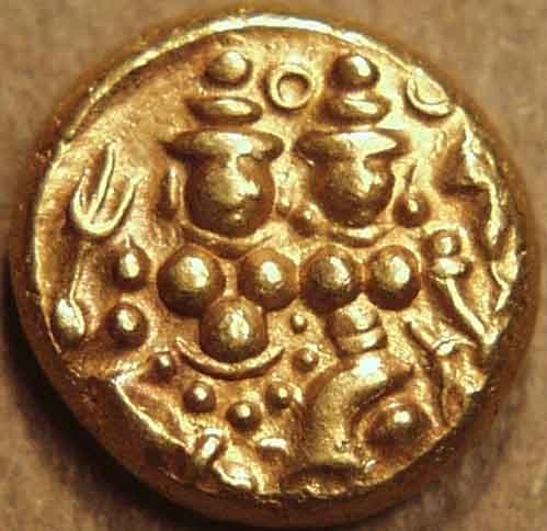 Haidar Ali gold pagoda, Uma-Maheswara with rosette reverse obverse