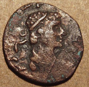 Kujula Kadphises AE drachm - Copper obverse