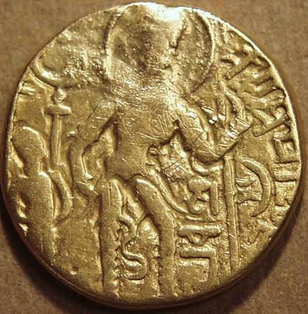 Samudragupta Gold dinar, Kācha type obverse