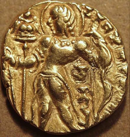 Chandragupta II Gold dinar, Horseman type obverse