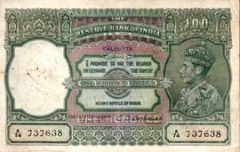 100 Rupees - George VI ND (1937-1943) front