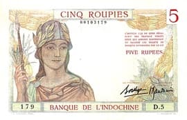 5 Roupies / Rupees 1937-1946 front